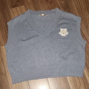 🔥Blue Gray Sleeveless Sweater Vest V-neck